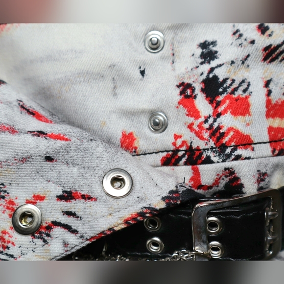 RARE MORGAN ❤️ A line pleated punk plaid mini skirt with chain never worn - Picture 7 of 8